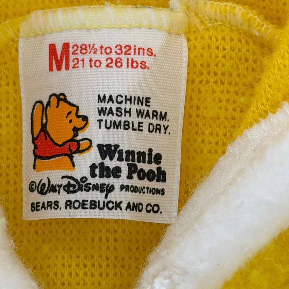 Baby Winnie the Pooh Fleece Snowsuit Bunting Yellow Hooded Footed‎ 12M VINTAGE